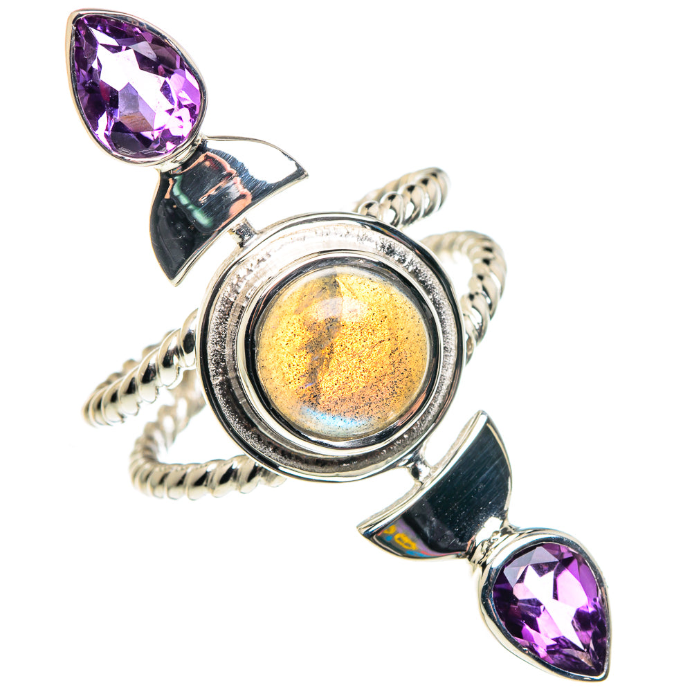Labradorite, Amethyst Rings handcrafted by Anasilvercos - RING87389