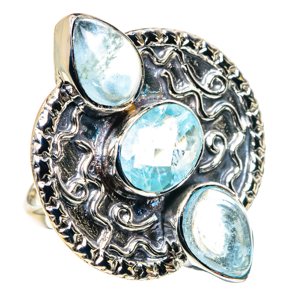 Blue Topaz, Aquamarine Rings handcrafted by Anasilvercos - RING87396