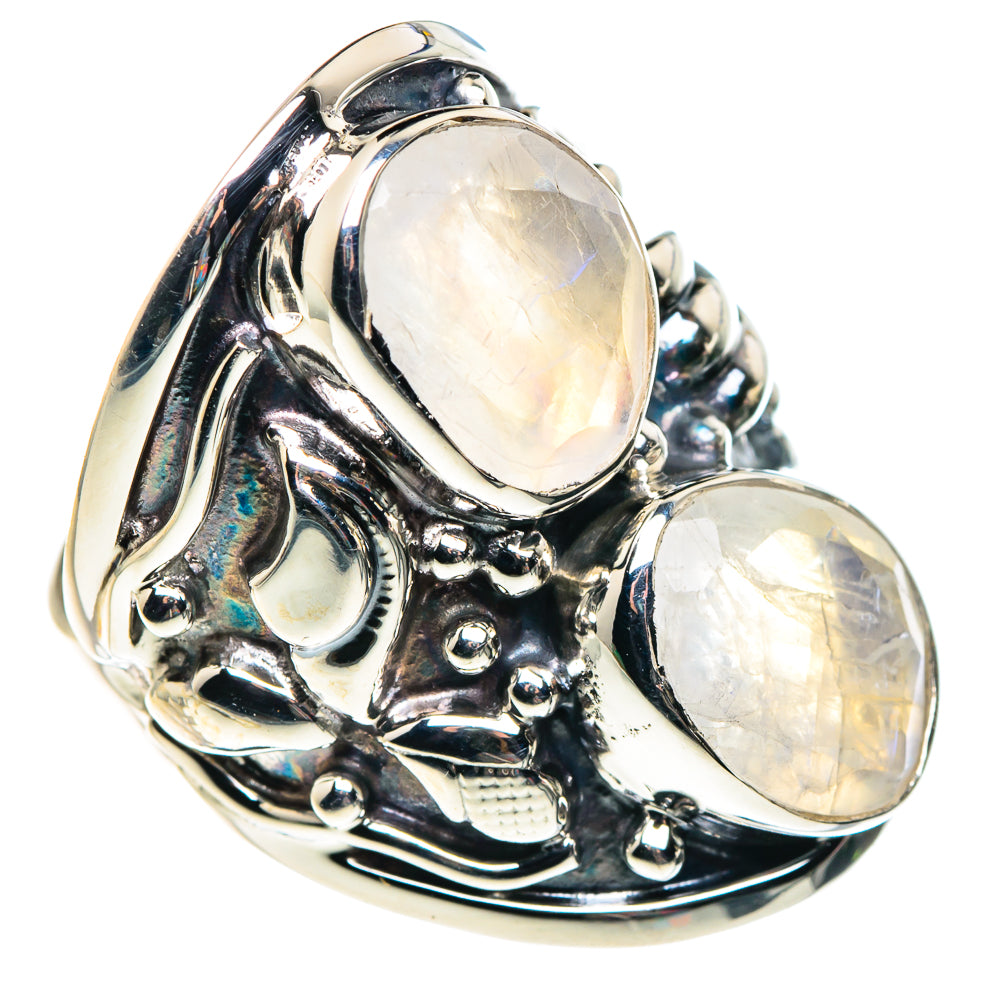 Rainbow Moonstone Rings handcrafted by Anasilvercos - RING87408