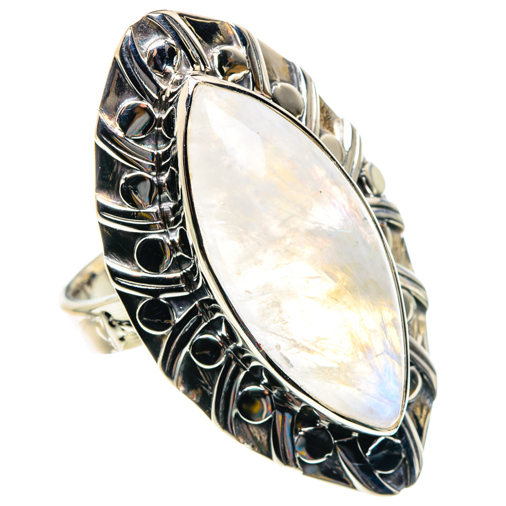Rainbow Moonstone Rings handcrafted by Anasilvercos - RING87409