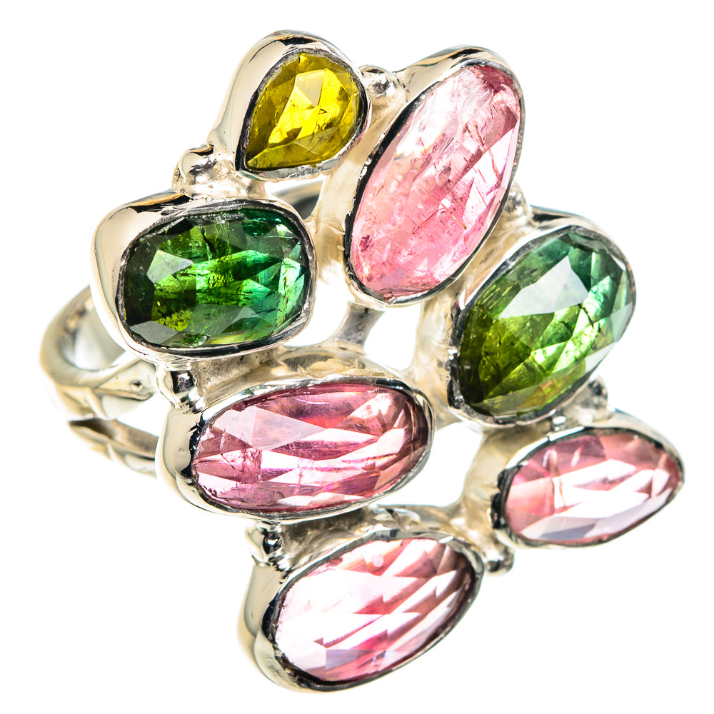 Pink Tourmaline, Green Tourmaline Rings handcrafted by Anasilvercos - RING87411