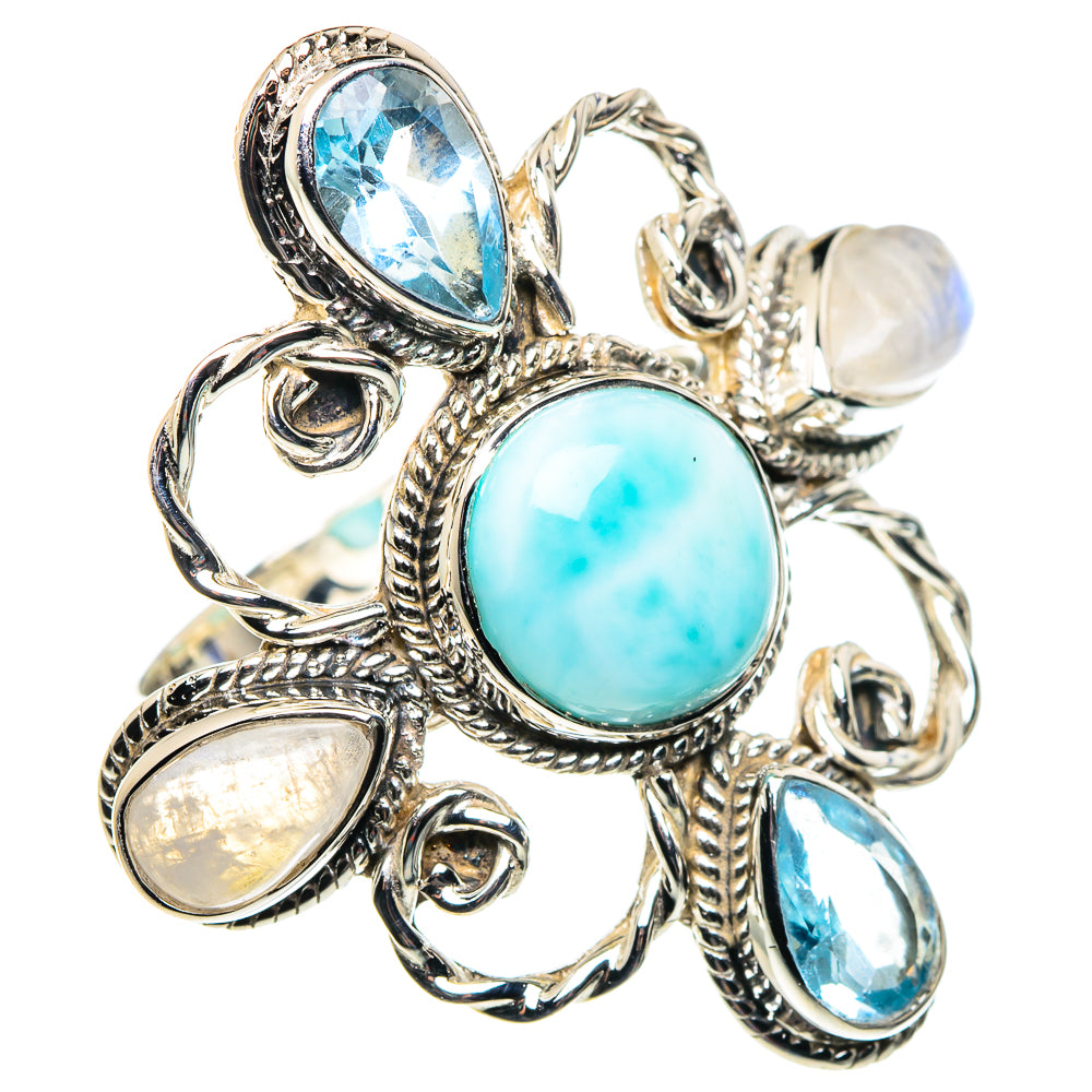 Larimar, Blue Topaz Rings handcrafted by Anasilvercos - RING87421