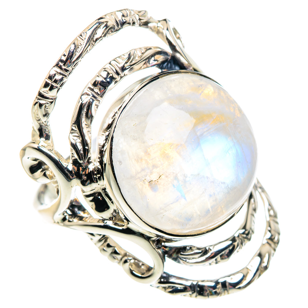 Rainbow Moonstone Rings handcrafted by Anasilvercos - RING87433