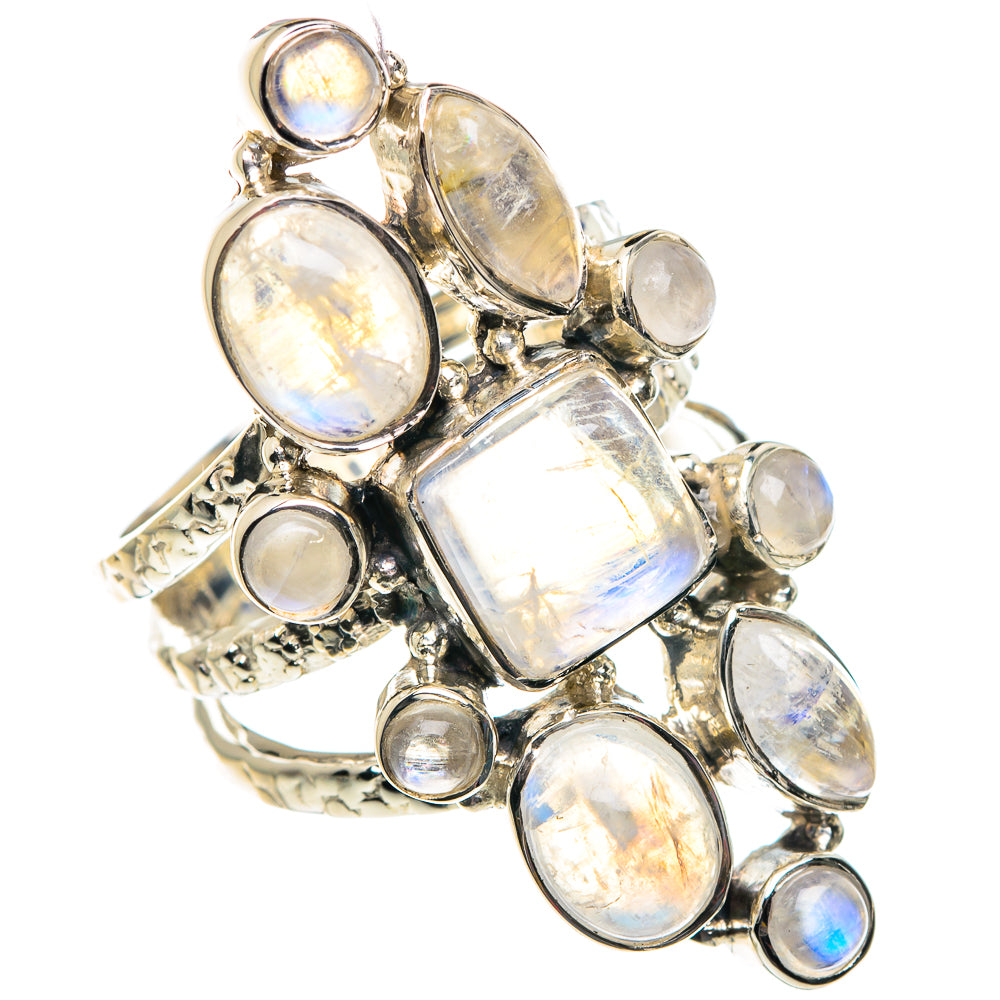 Rainbow Moonstone Rings handcrafted by Anasilvercos - RING87435