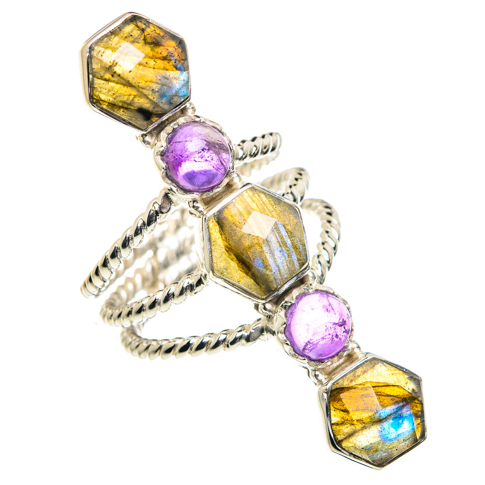 Labradorite, Amethyst Rings handcrafted by Anasilvercos - RING87439