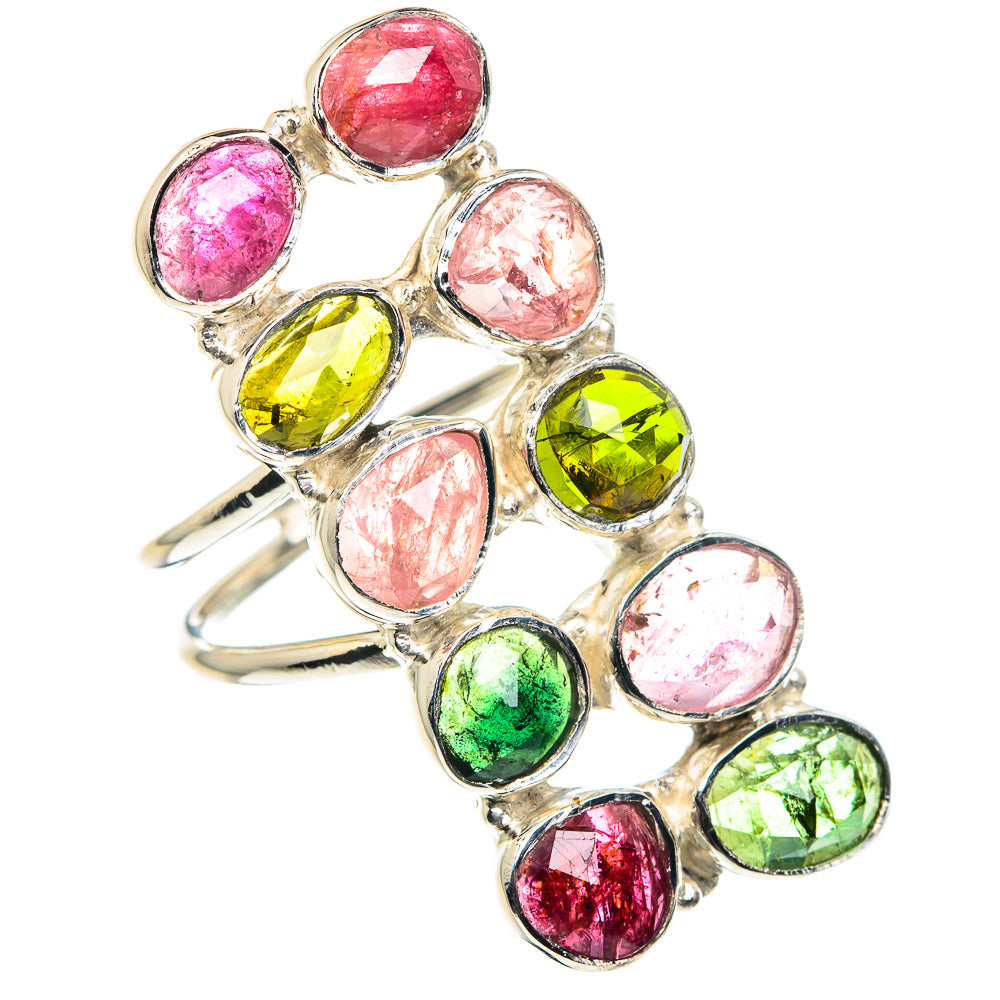 Pink Tourmaline, Green Tourmaline Rings handcrafted by Anasilvercos - RING87440
