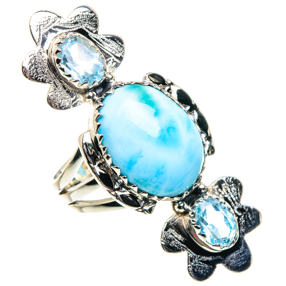 Larimar, Blue Topaz Rings handcrafted by Anasilvercos - RING87449