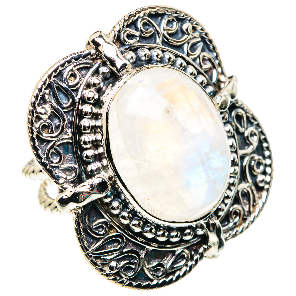 Rainbow Moonstone Rings handcrafted by Anasilvercos - RING87455