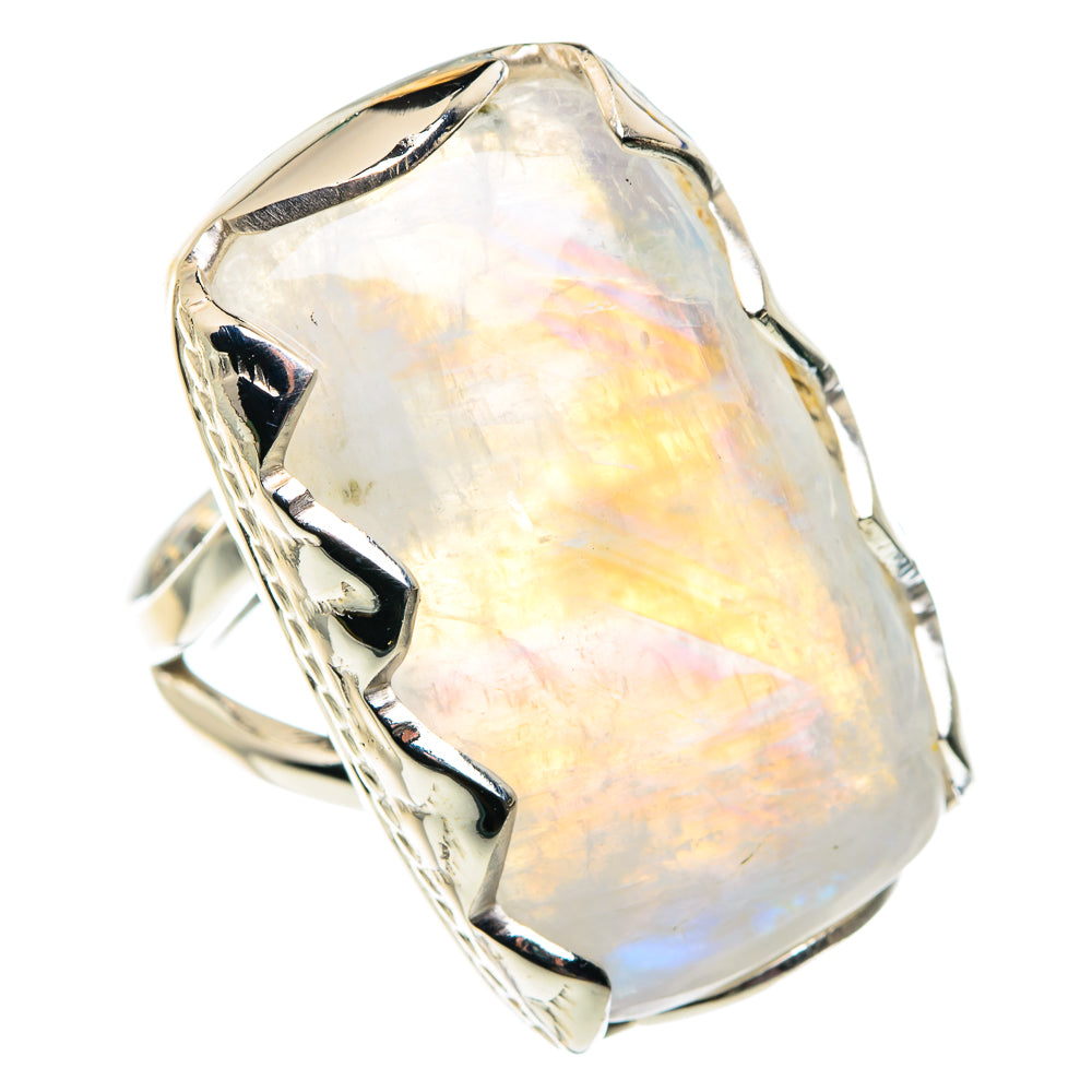 Rainbow Moonstone Rings handcrafted by Anasilvercos - RING87456