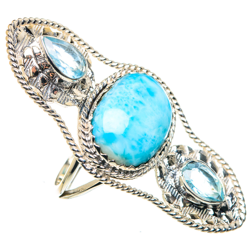 Larimar, Blue Topaz Rings handcrafted by Anasilvercos - RING87486