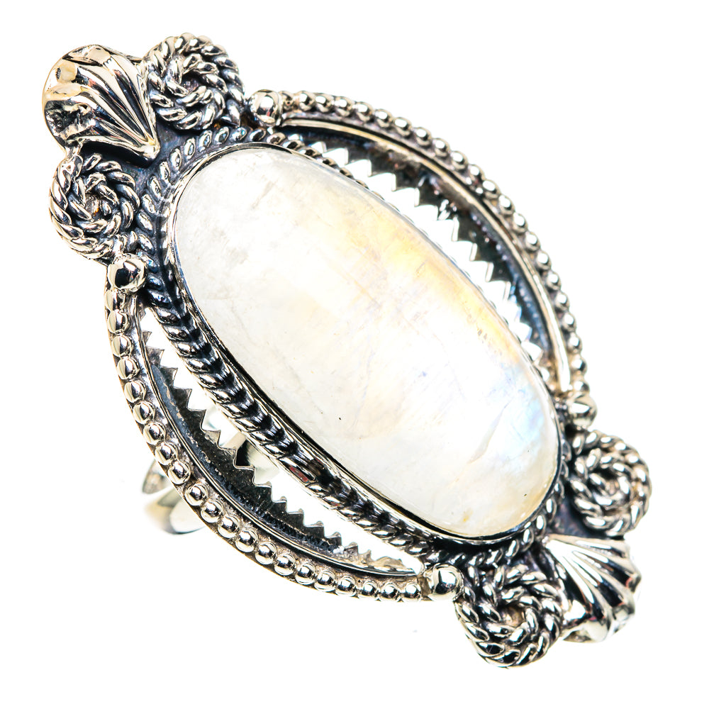 Rainbow Moonstone Rings handcrafted by Anasilvercos - RING87492