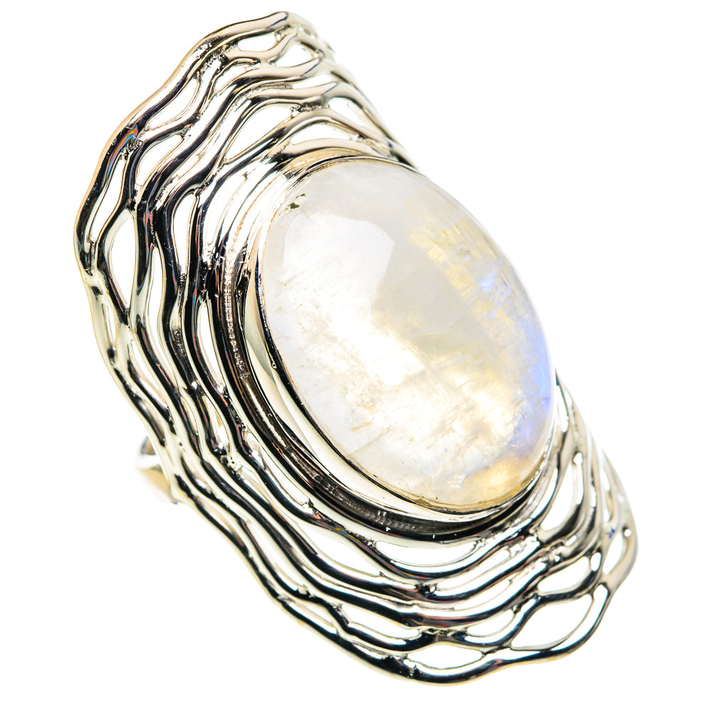 Rainbow Moonstone Rings handcrafted by Anasilvercos - RING87493