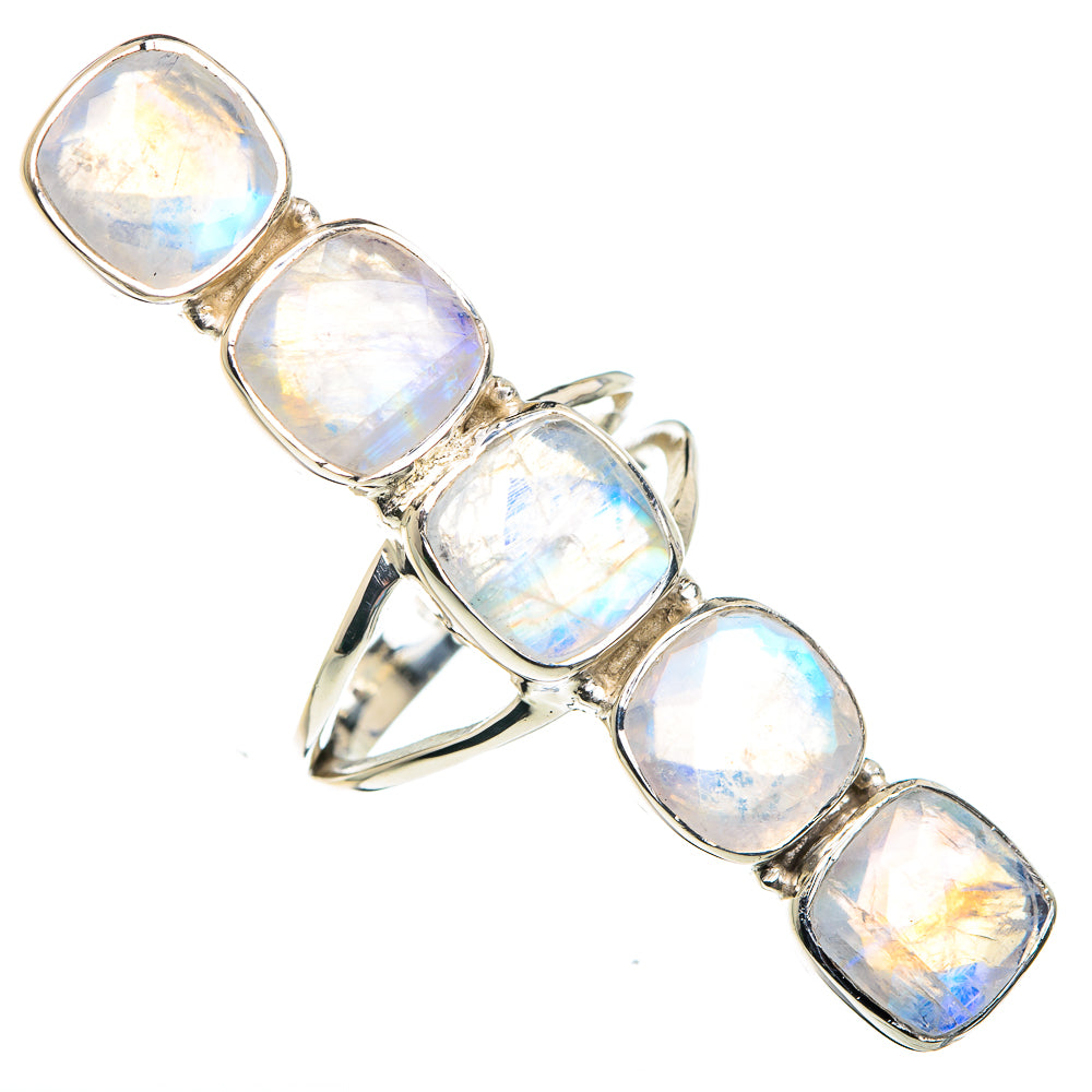 Rainbow Moonstone Rings handcrafted by Anasilvercos - RING87495