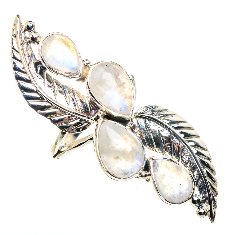 Rainbow Moonstone Rings handcrafted by Anasilvercos - RING87496