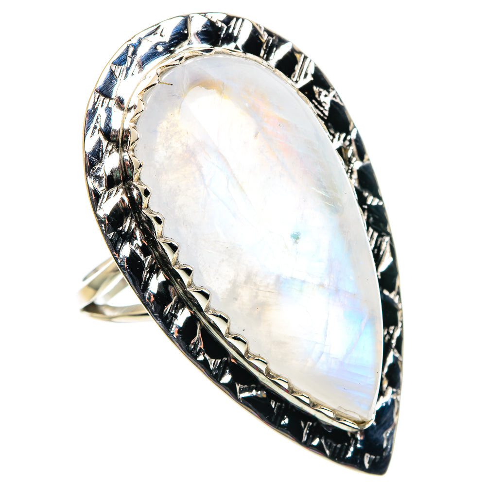 Rainbow Moonstone Rings handcrafted by Anasilvercos - RING87497