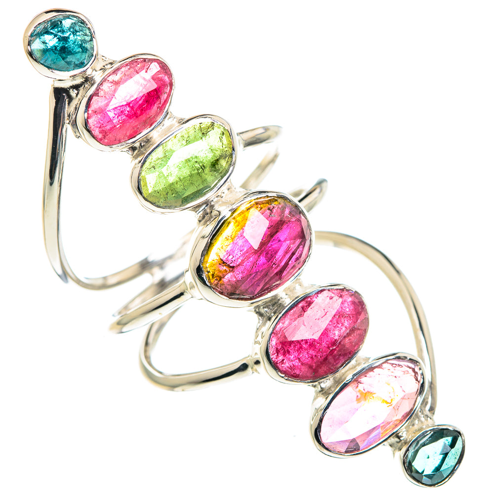 Pink Tourmaline, Green Tourmaline Rings handcrafted by Anasilvercos - RING87499