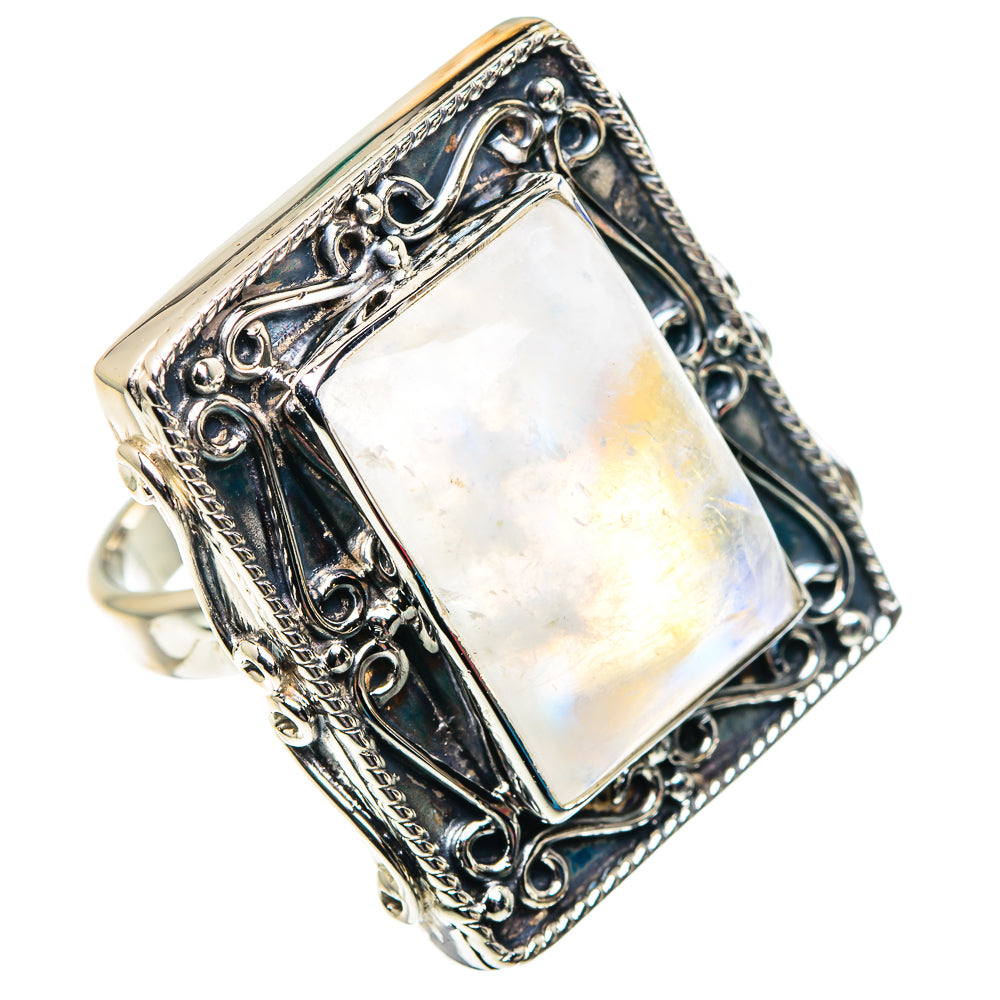 Rainbow Moonstone Rings handcrafted by Anasilvercos - RING87506