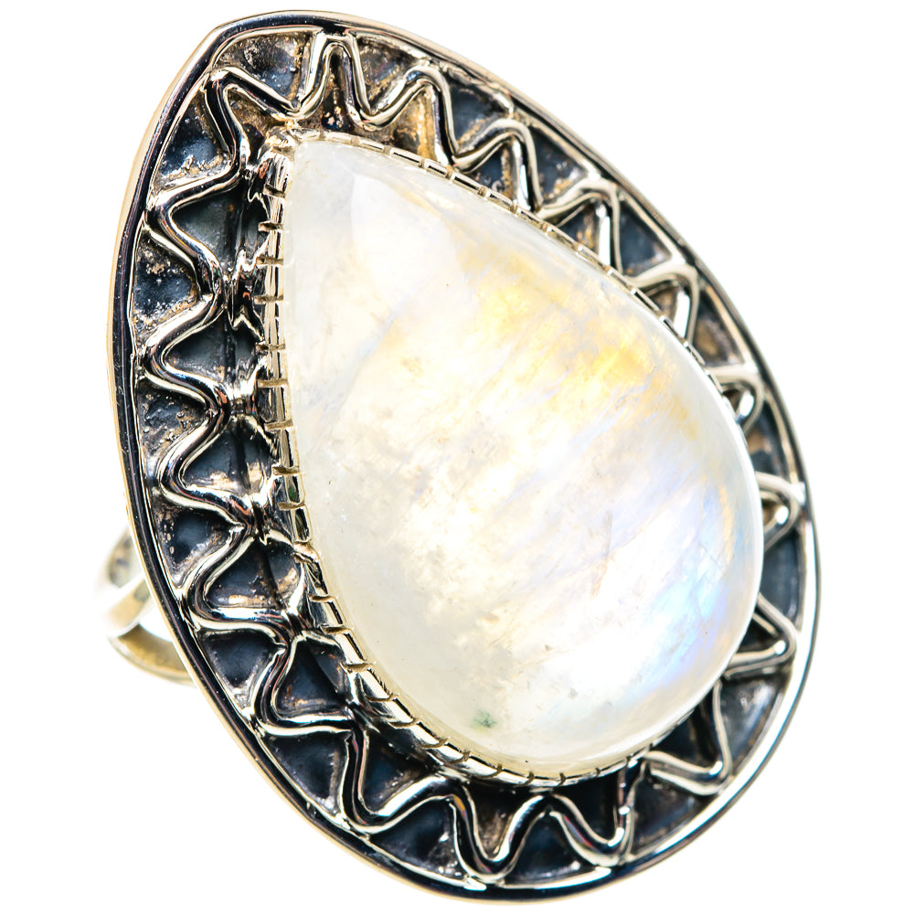 Rainbow Moonstone Rings handcrafted by Anasilvercos - RING87508