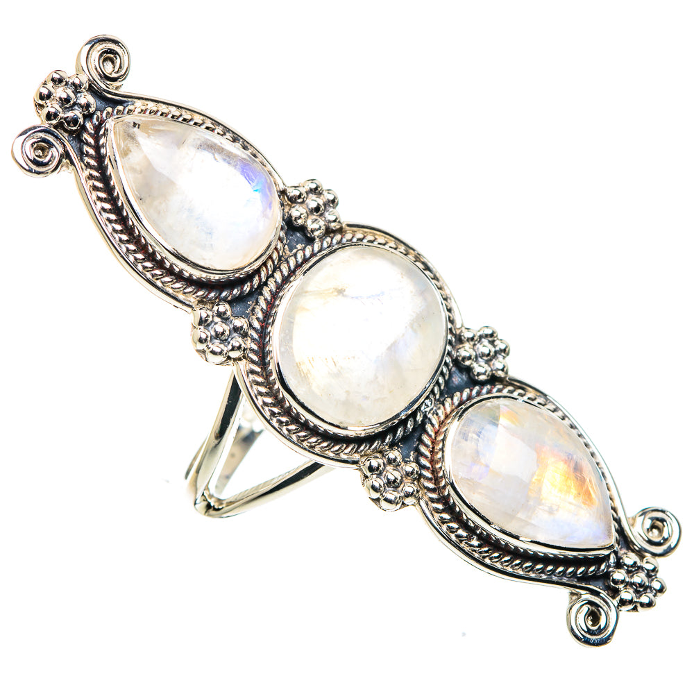 Rainbow Moonstone Rings handcrafted by Anasilvercos - RING87511