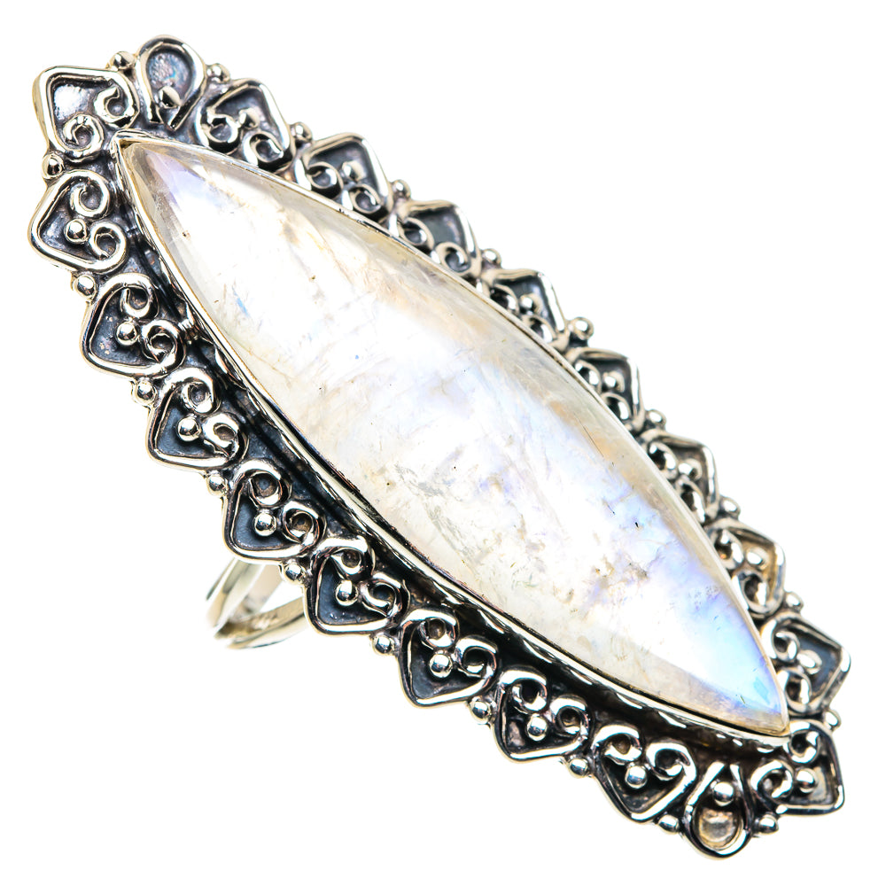 Rainbow Moonstone Rings handcrafted by Anasilvercos - RING87524