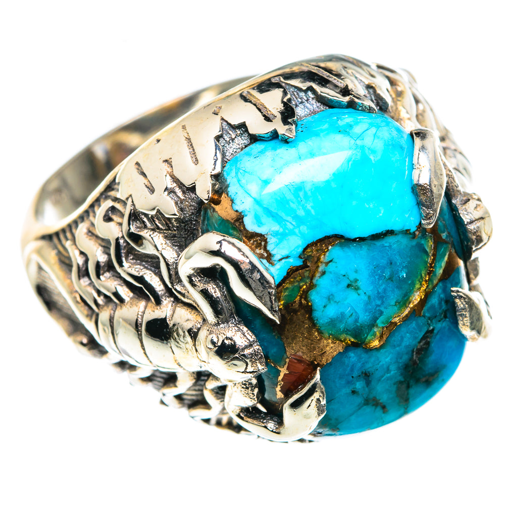 Blue Copper Composite Turquoise Rings handcrafted by Anasilvercos - RING87527