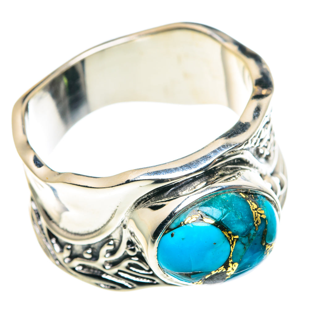 Blue Copper Composite Turquoise Rings handcrafted by Anasilvercos - RING87530