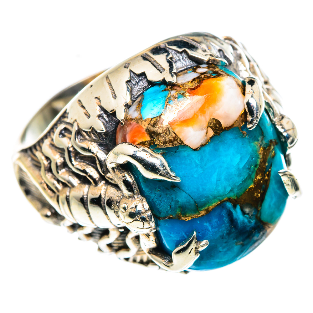 Blue Spiny Oyster Turquoise Rings handcrafted by Anasilvercos - RING87544