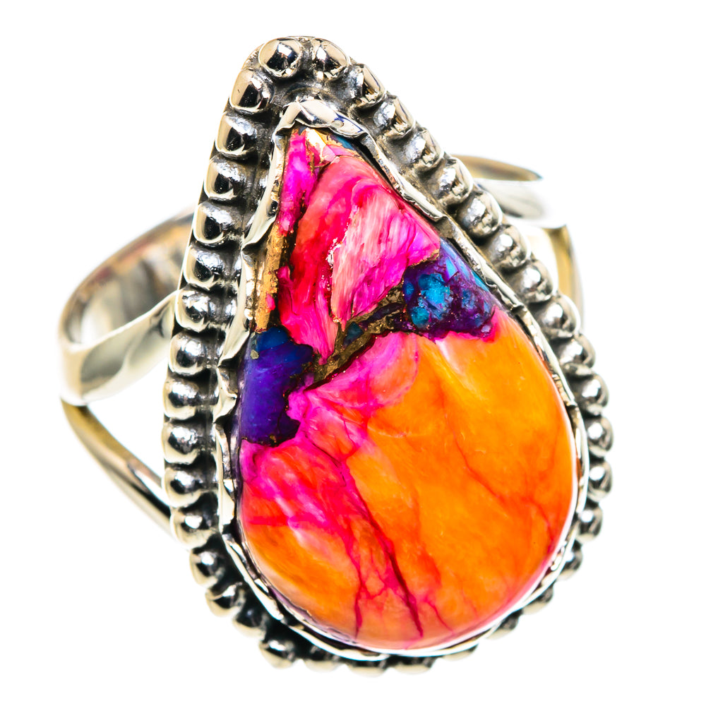 Purple Pink Copper Composite Turquoise Rings handcrafted by Anasilvercos - RING87560