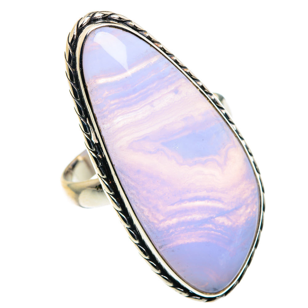 Blue Lace Agate Rings handcrafted by Anasilvercos - RING87606