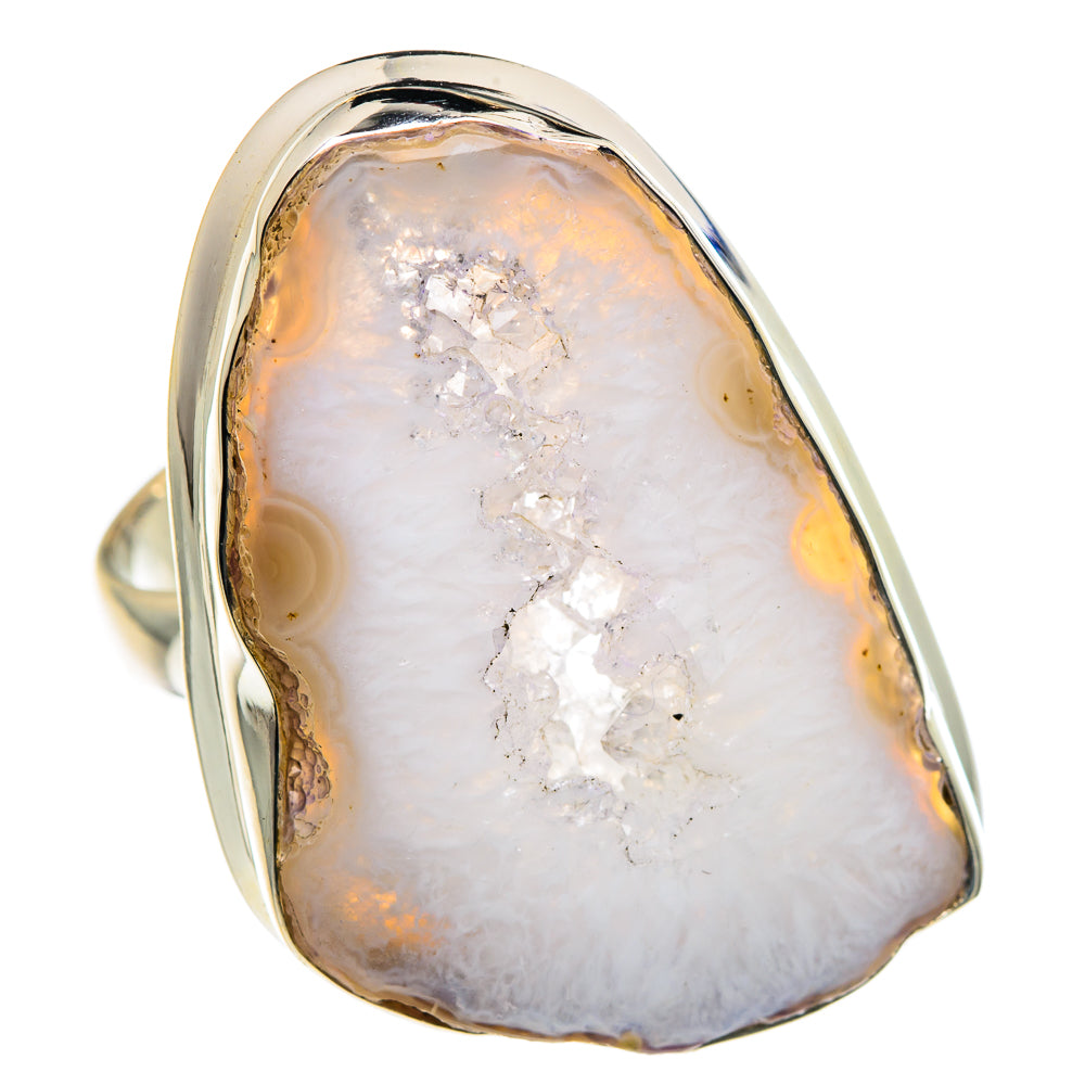 White Geode Slice Rings handcrafted by Anasilvercos - RING87607