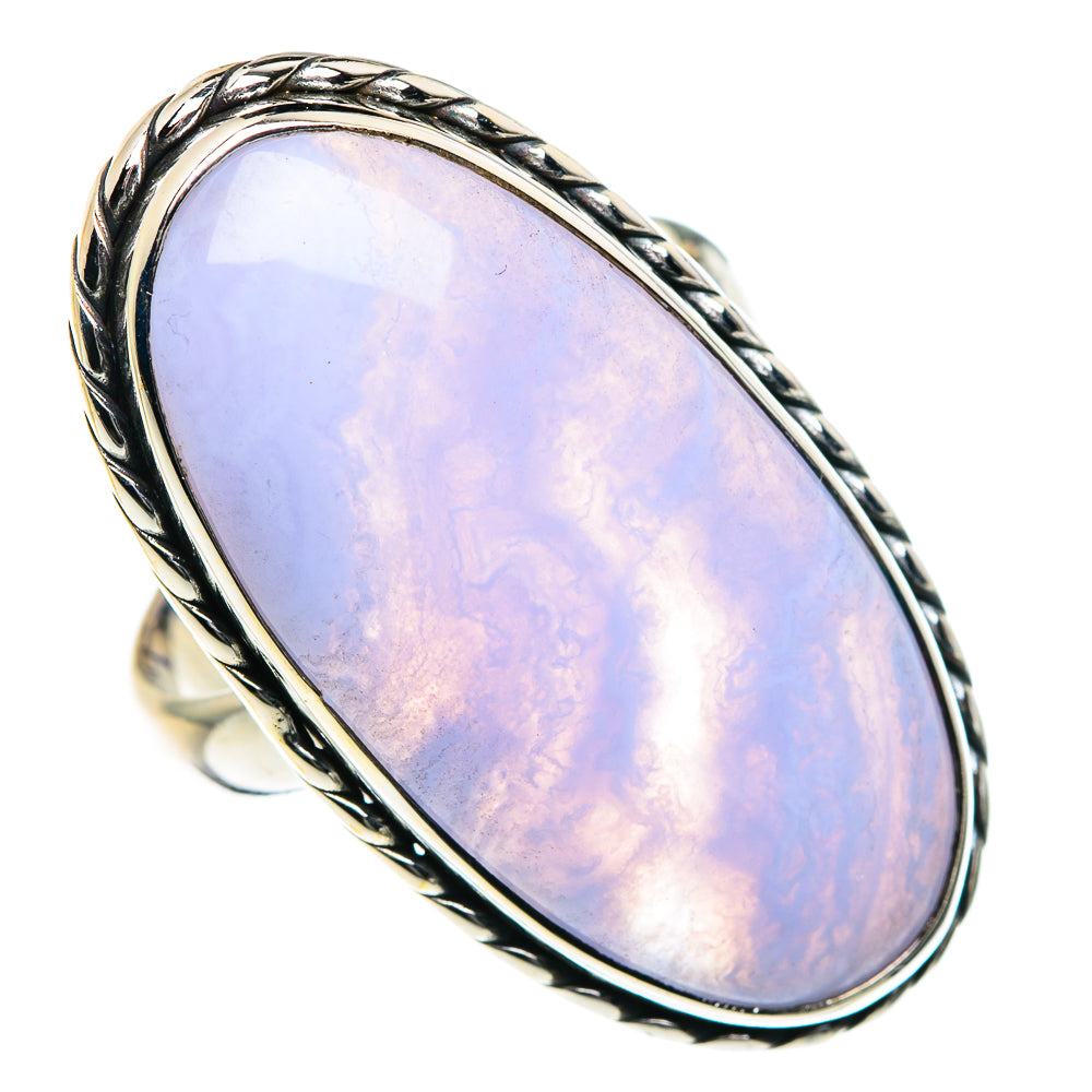 Blue Lace Agate Rings handcrafted by Anasilvercos - RING87608