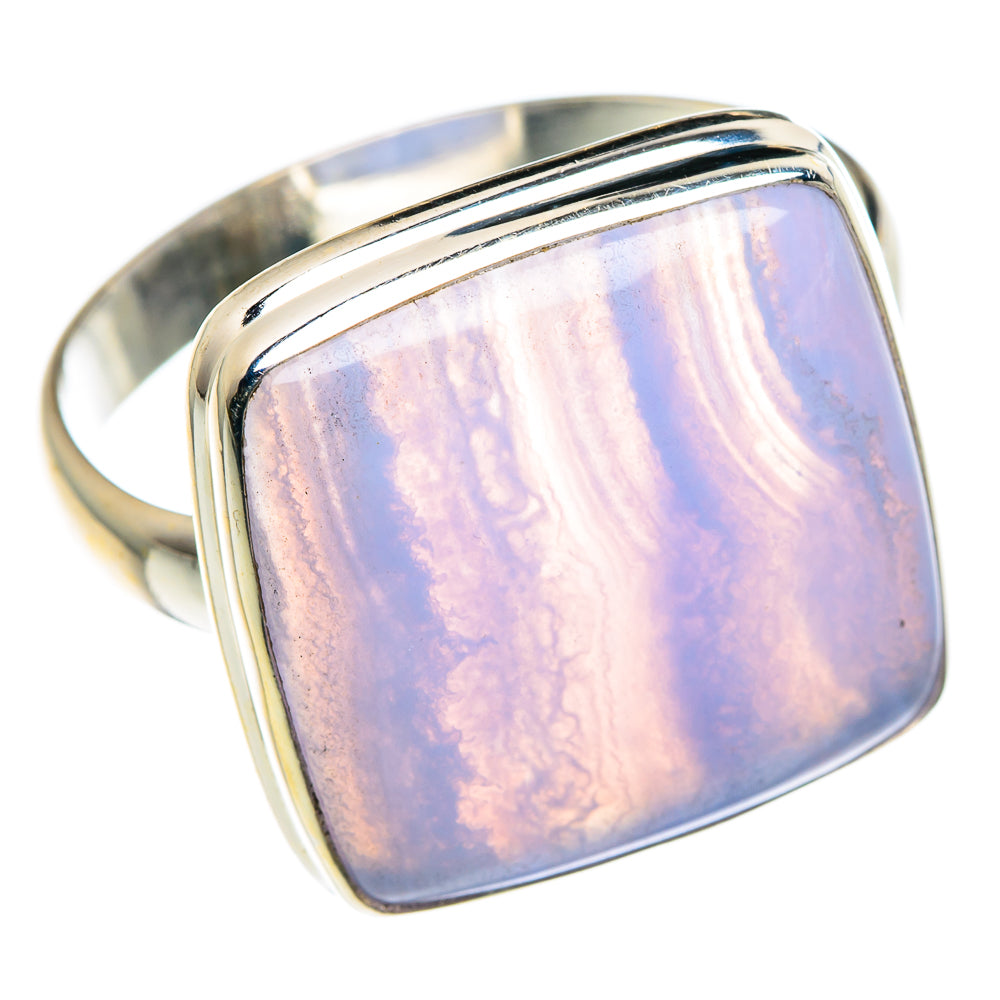 Blue Lace Agate Rings handcrafted by Anasilvercos - RING87609