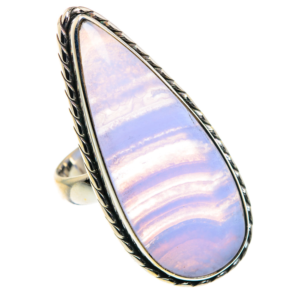 Blue Lace Agate Rings handcrafted by Anasilvercos - RING87672