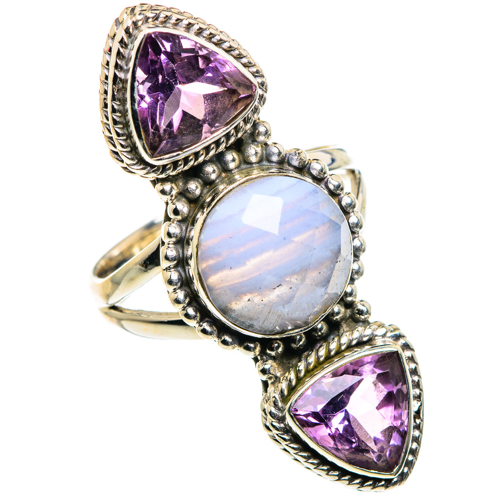Blue Lace Agate Rings handcrafted by Anasilvercos - RING87682
