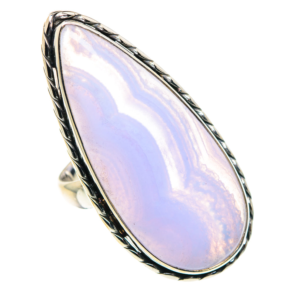 Blue Lace Agate Rings handcrafted by Anasilvercos - RING87708