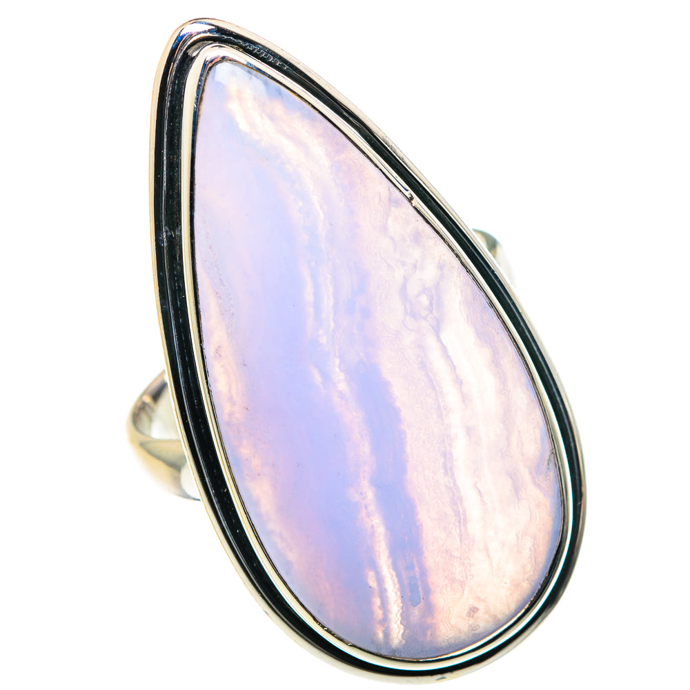 Blue Lace Agate Rings handcrafted by Anasilvercos - RING87745