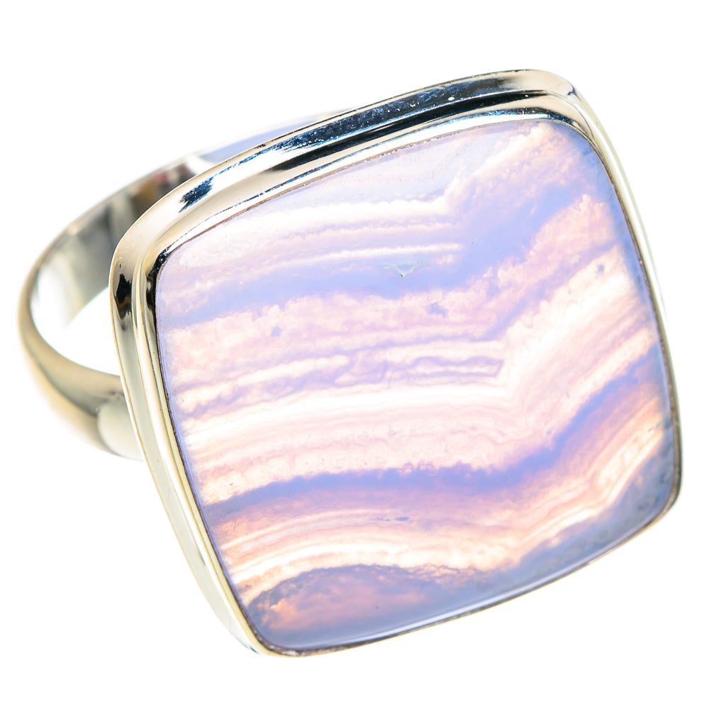 Blue Lace Agate Rings handcrafted by Anasilvercos - RING87746