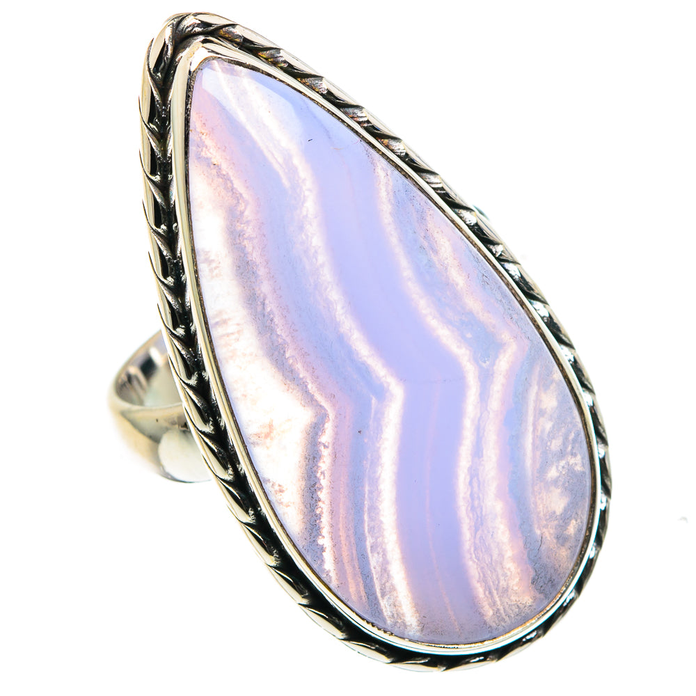 Blue Lace Agate Rings handcrafted by Anasilvercos - RING87780