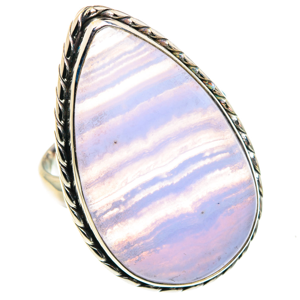 Blue Lace Agate Rings handcrafted by Anasilvercos - RING87803