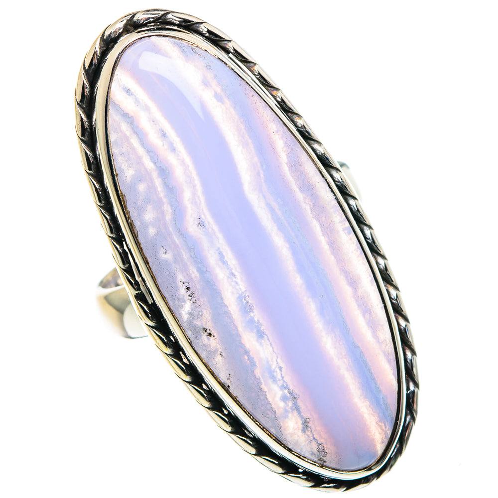 Blue Lace Agate Rings handcrafted by Anasilvercos - RING87804