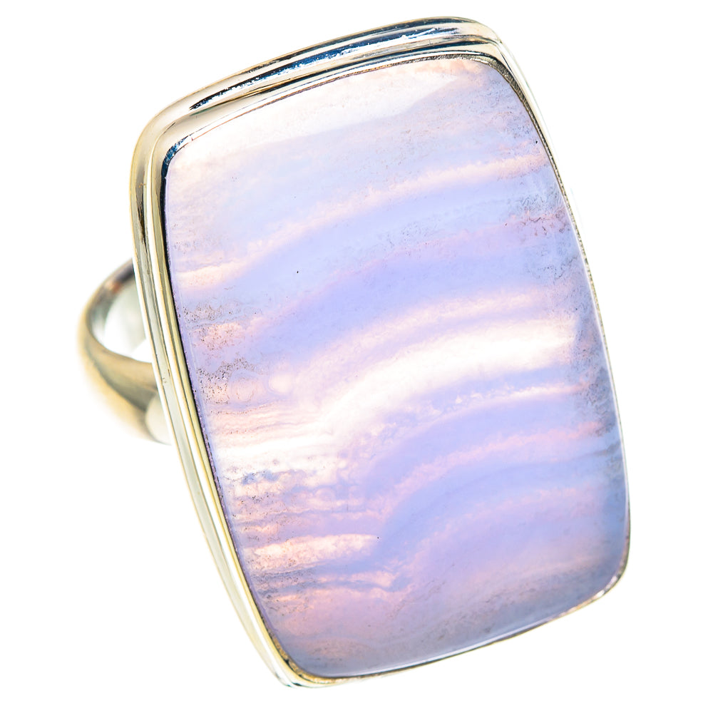 Blue Lace Agate Rings handcrafted by Anasilvercos - RING87805