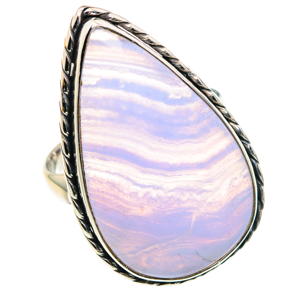 Blue Lace Agate Rings handcrafted by Anasilvercos - RING87813