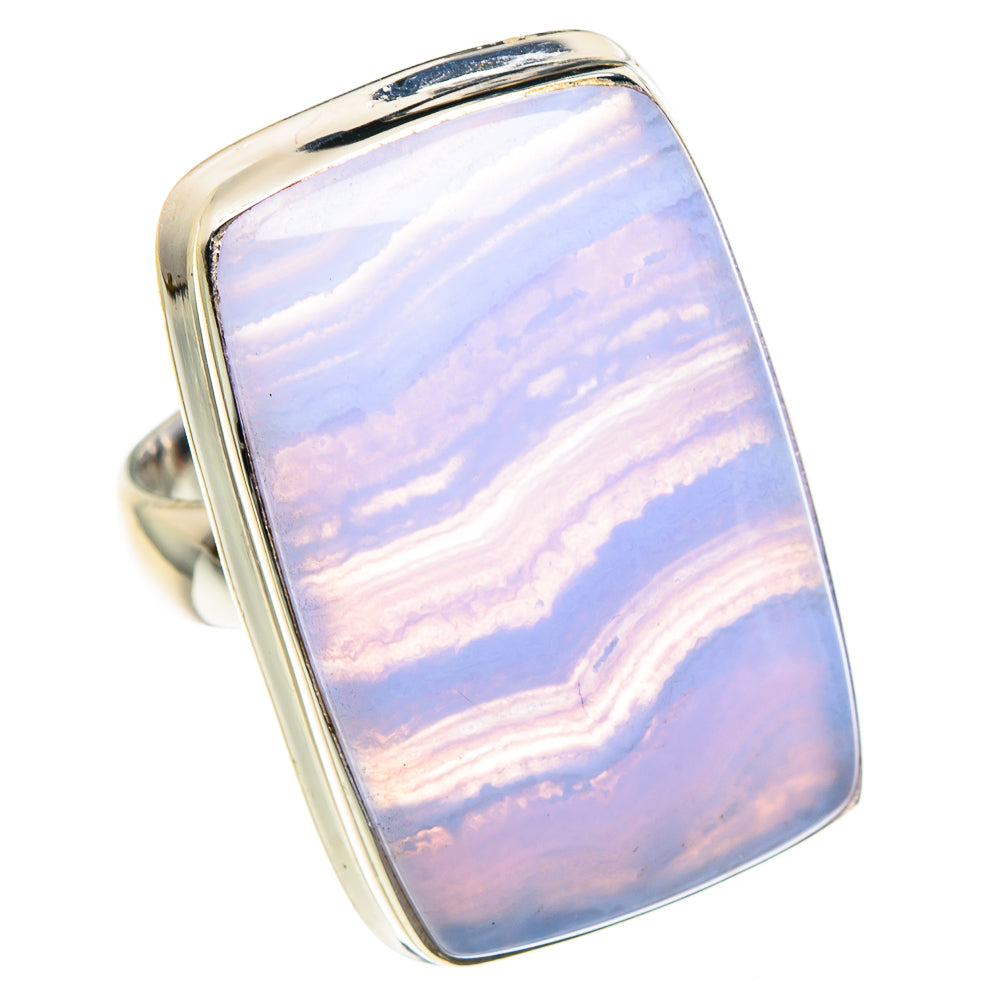 Blue Lace Agate Rings handcrafted by Anasilvercos - RING87814