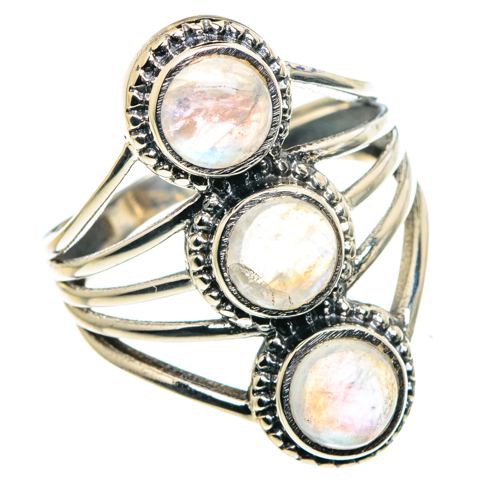 Rainbow Moonstone Rings handcrafted by Anasilvercos - RING87895