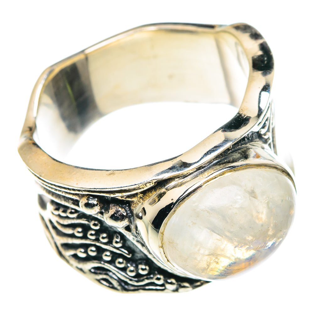 Rainbow Moonstone Rings handcrafted by Anasilvercos - RING87912