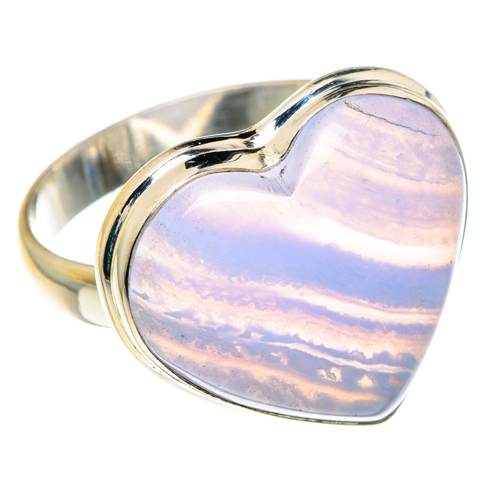 Blue Lace Agate Rings handcrafted by Anasilvercos - RING87925