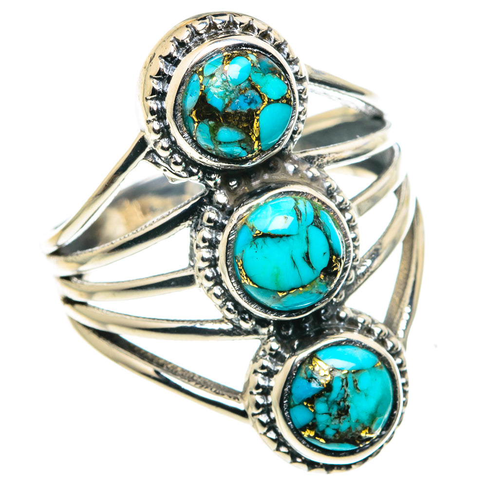 Blue Copper Composite Turquoise Rings handcrafted by Anasilvercos - RING87939