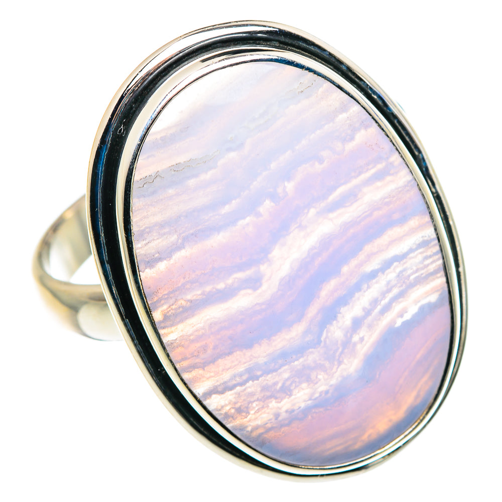Blue Lace Agate Rings handcrafted by Anasilvercos - RING88051