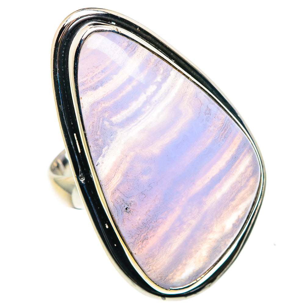 Blue Lace Agate Rings handcrafted by Anasilvercos - RING88058