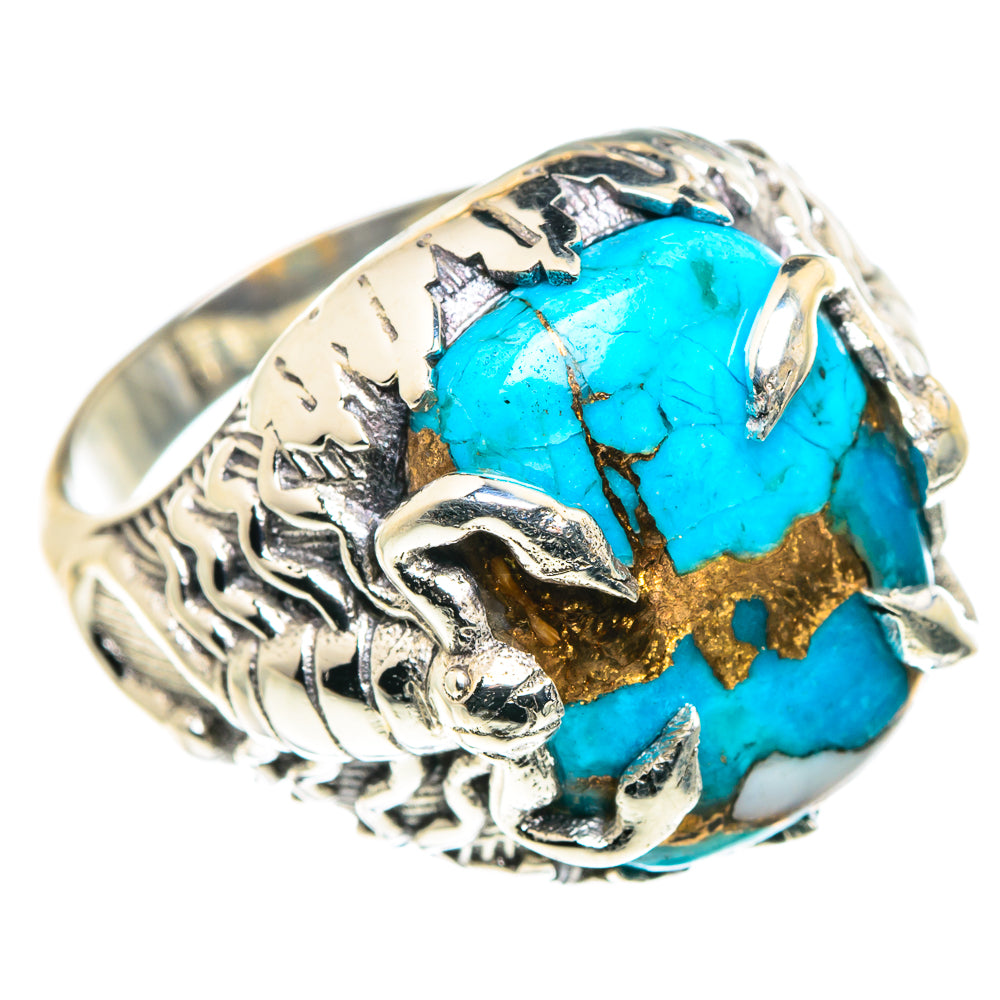 Blue Copper Composite Turquoise Rings handcrafted by Anasilvercos - RING88063